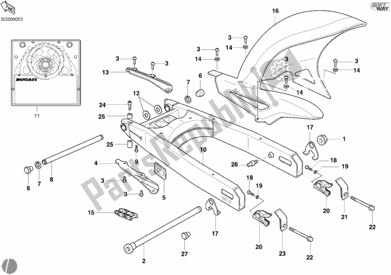 Todas las partes para Brazo Oscilante de Ducati Monster S4 Fogarty 916 2002